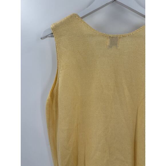 Fia Vintage Knit Tank Womens Large Yellow Sleeveless Sweater Cotton Pullover Top - Picture 12 of 16